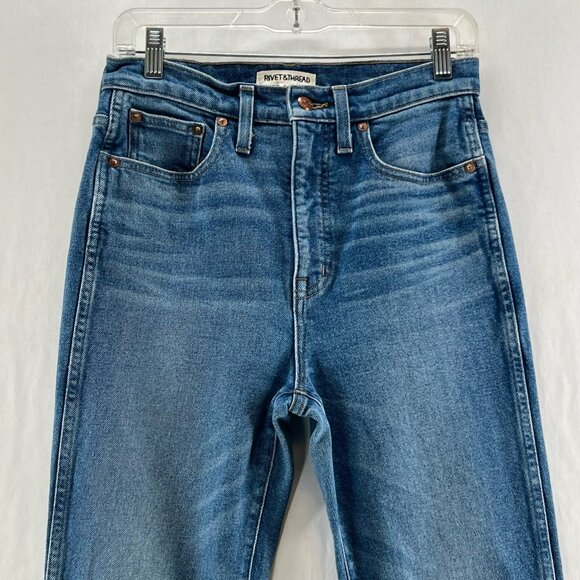 Rivet & Thread High Rise Stovepipe Straight Leg Jeans Size 27 Stretch Denim Blue - Picture 5 of 15